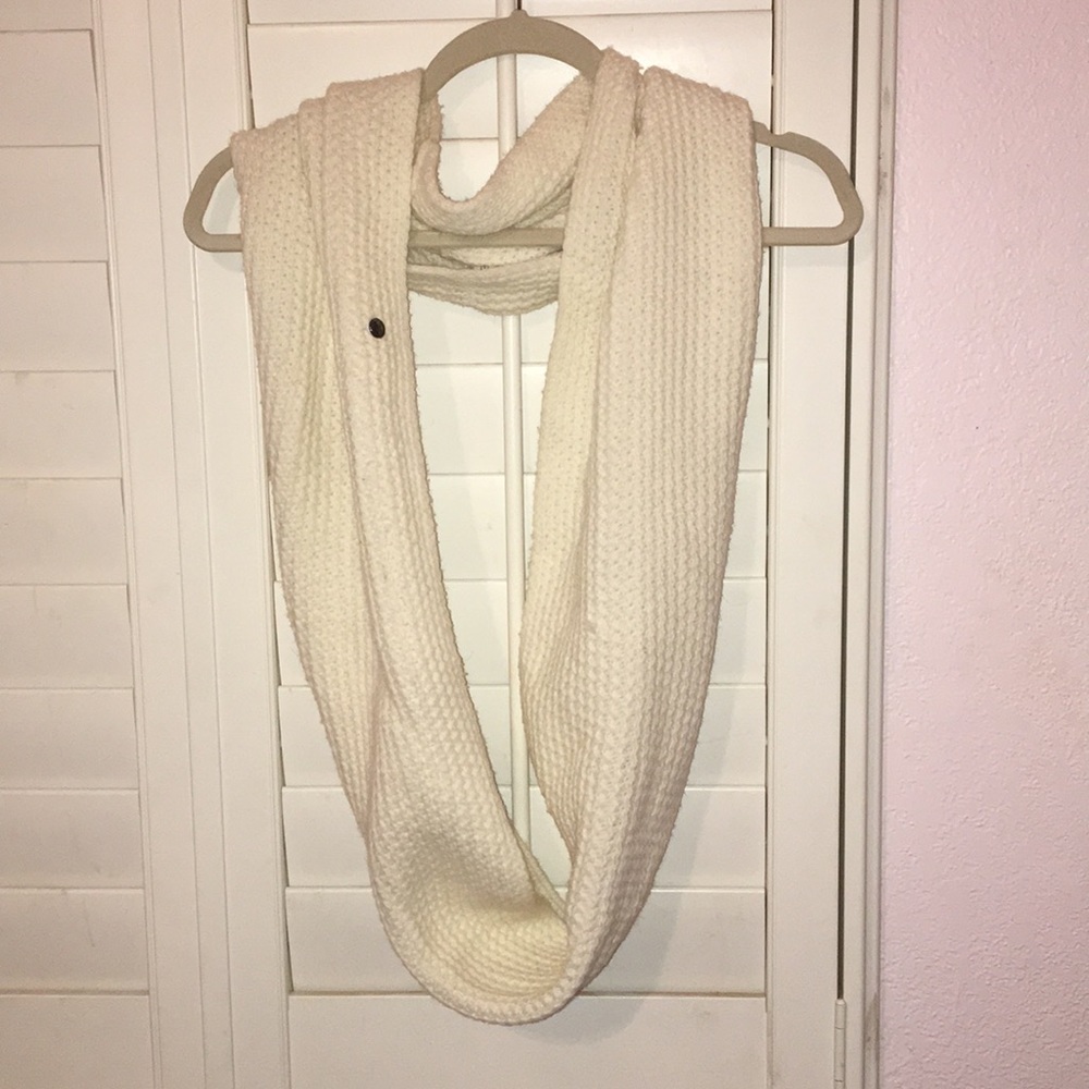 White Thick Stitch Infinity Scarf